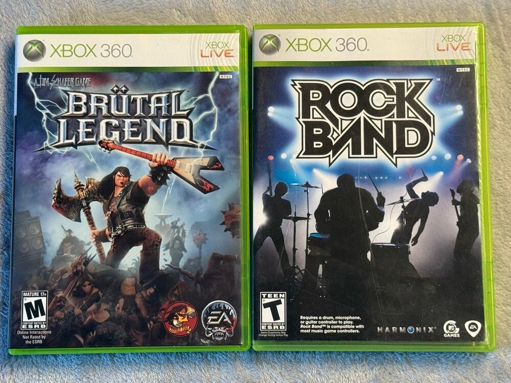 Lot Brutal Legend Microsoft Xbox 360 2009 CIB & Rock Band 2007 Video Games Ozzy